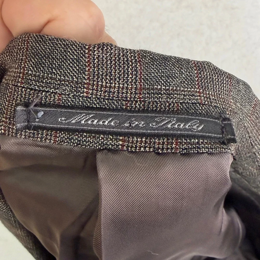 Dunhill Suit Mens 44R Grey Glen Plaid Wool 2 Button Double Pleated Cuffed Italy